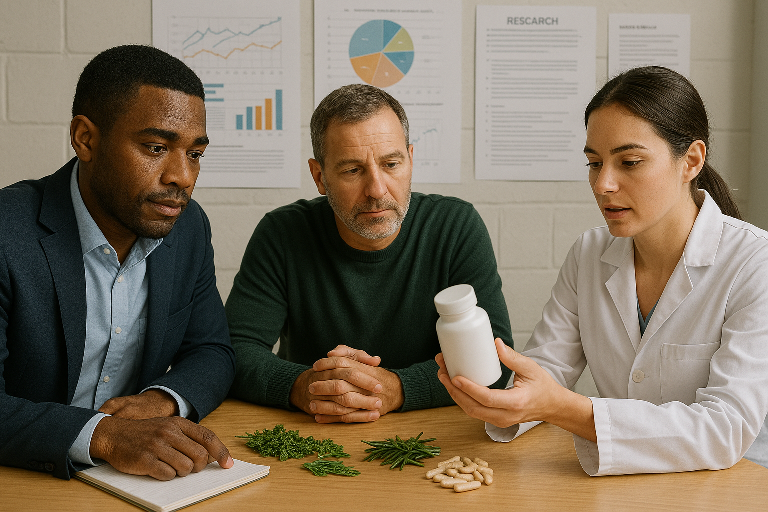 Feature Initiative A meeting scene with a consultant, client, and researcher around a table
